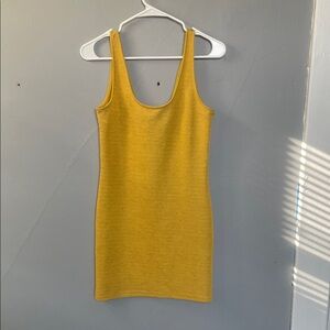 Timing M mustard yellow polyester mini dress nightlife formal cocktail club